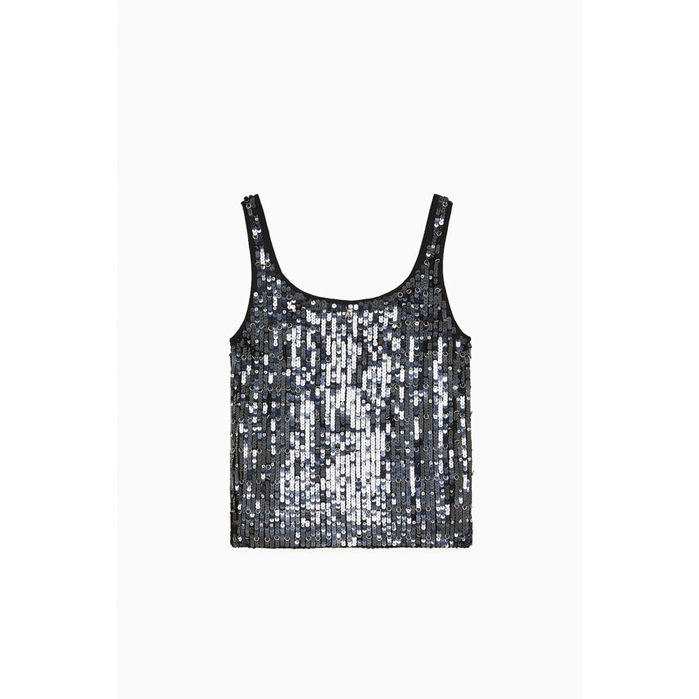 Patrizia Pepe Gold Nylon Tank Tops