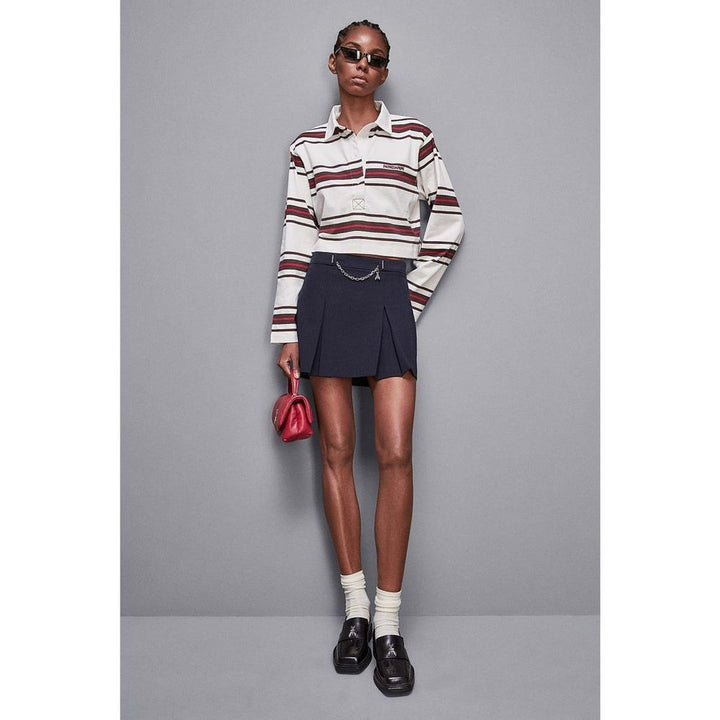 Patrizia Pepe Bicolor Cotton Long Sleeve T-Shirt