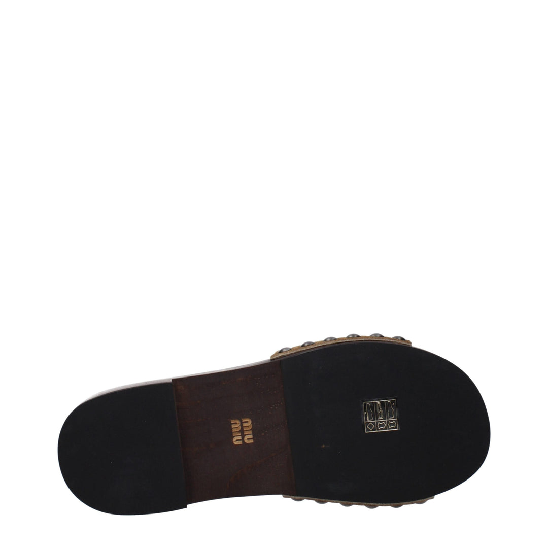 Miu Miu Brown Leather Slippers