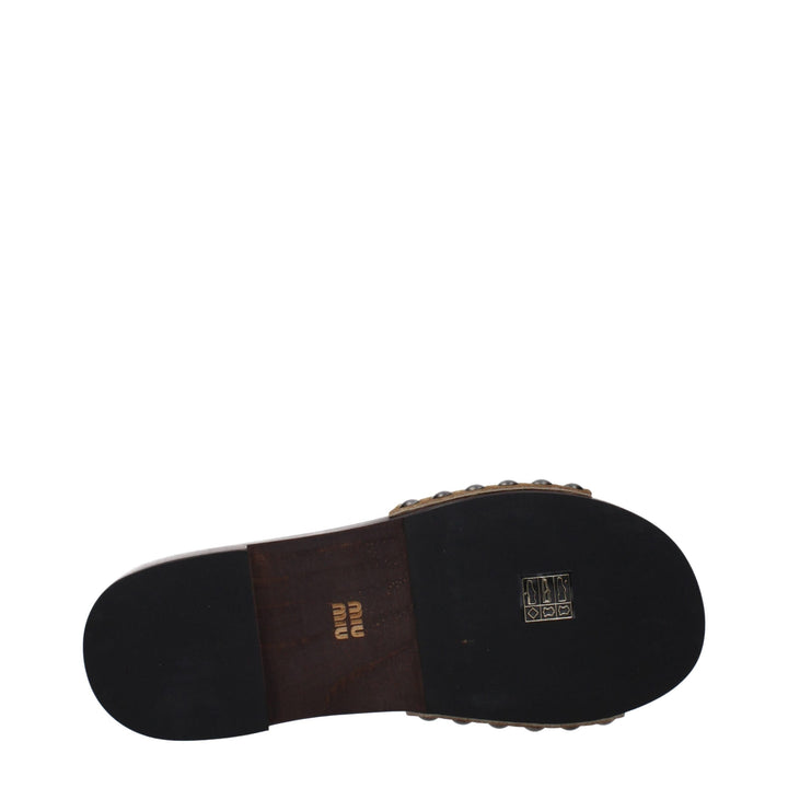 Miu Miu Brown Leather Slippers