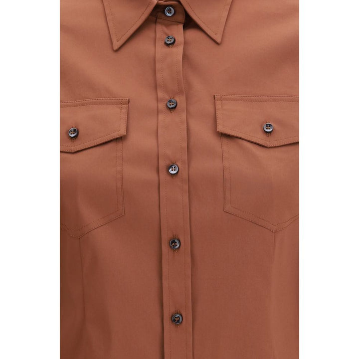 Brunello Cucinelli Brown Cotton Blouse