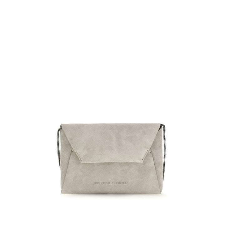Brunello Cucinelli Gray Calf Leather Bos Taurus Clutch Bag