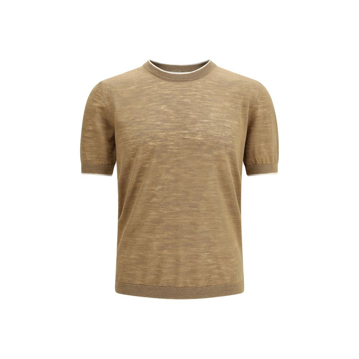 Brooksfield Beige Linen Shortsleeve Shirt