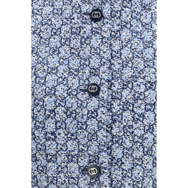 Gucci Blue Cotton Sleveless Jacket