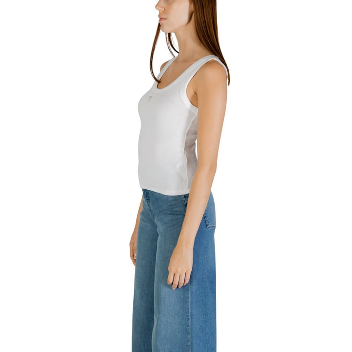 Guess White Cotton Tank Tops