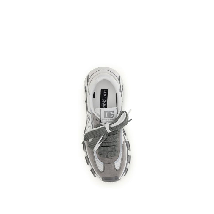 Dolce & Gabbana Gray Calf Leather Bos Taurus Athletic Sneakers