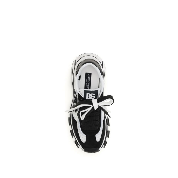 Dolce & Gabbana Black Calf Leather Bos Taurus Athletic Sneakers