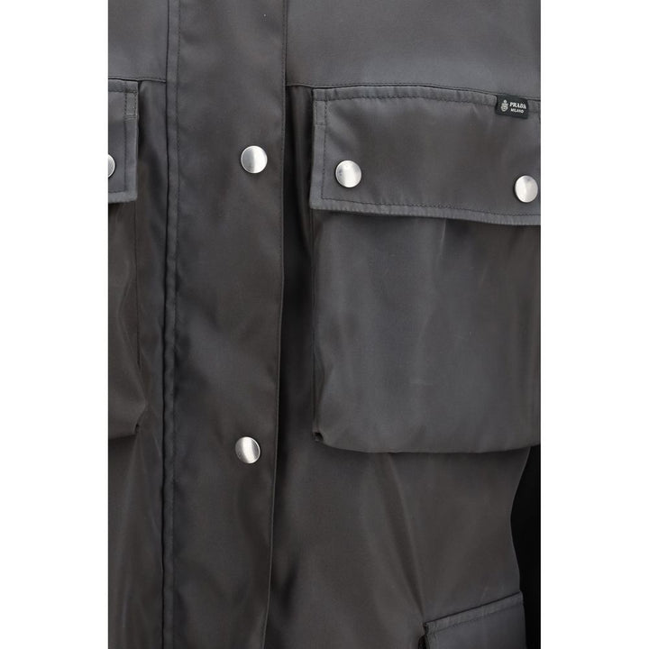 Prada Gray Recycled Polyamide Coat
