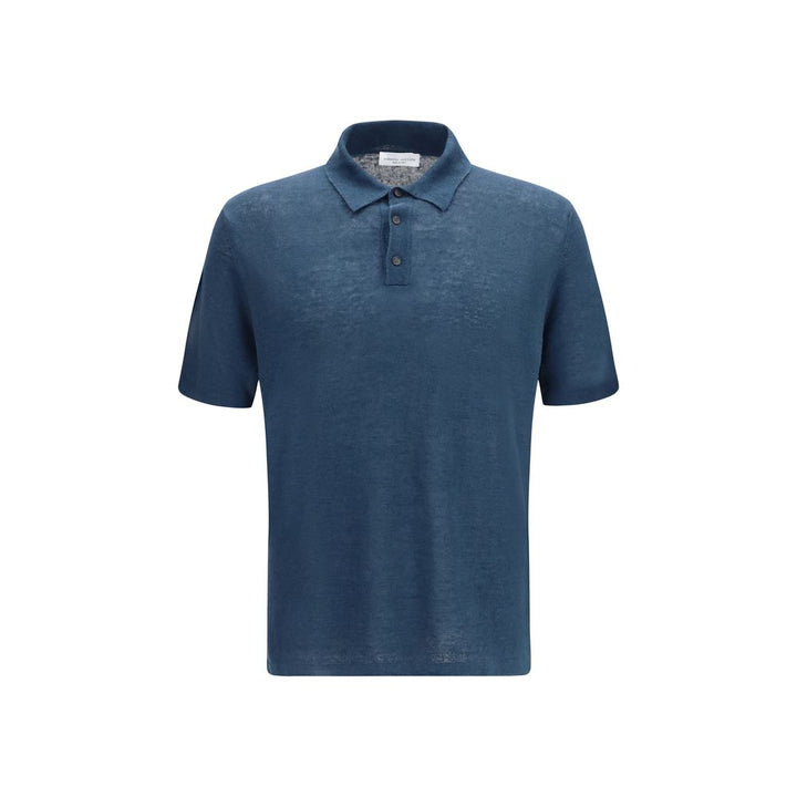 Roberto Collina Blue Linen Polo Shirt