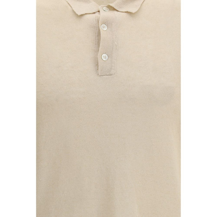 Roberto Collina Beige Linen Polo Shirt