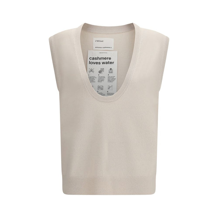 Extreme Cashmere Beige Cashmere Sleeveles Sweater