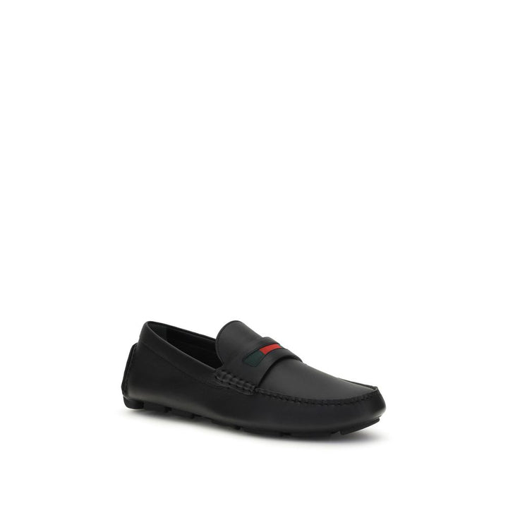 Gucci Black Calf Leather Bos Taurus Slip-On Loafers