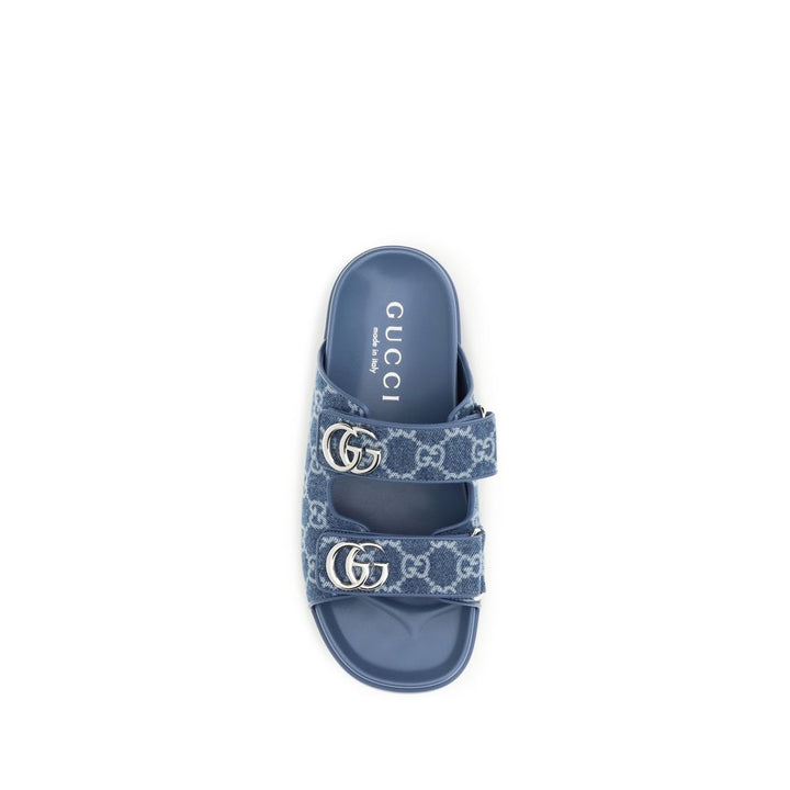 Gucci Blue Cotton Flat Sandals