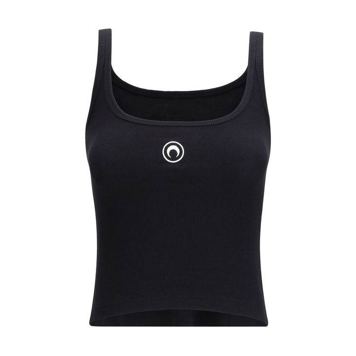 Marine Serre Black Cotton Tank Tops