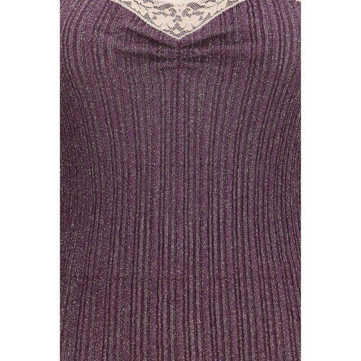 Valentino Purple Viscose Sleeveles T-Shirt