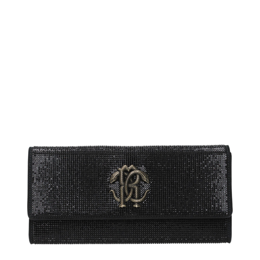 Roberto Cavalli Black Leather Clutch Bag