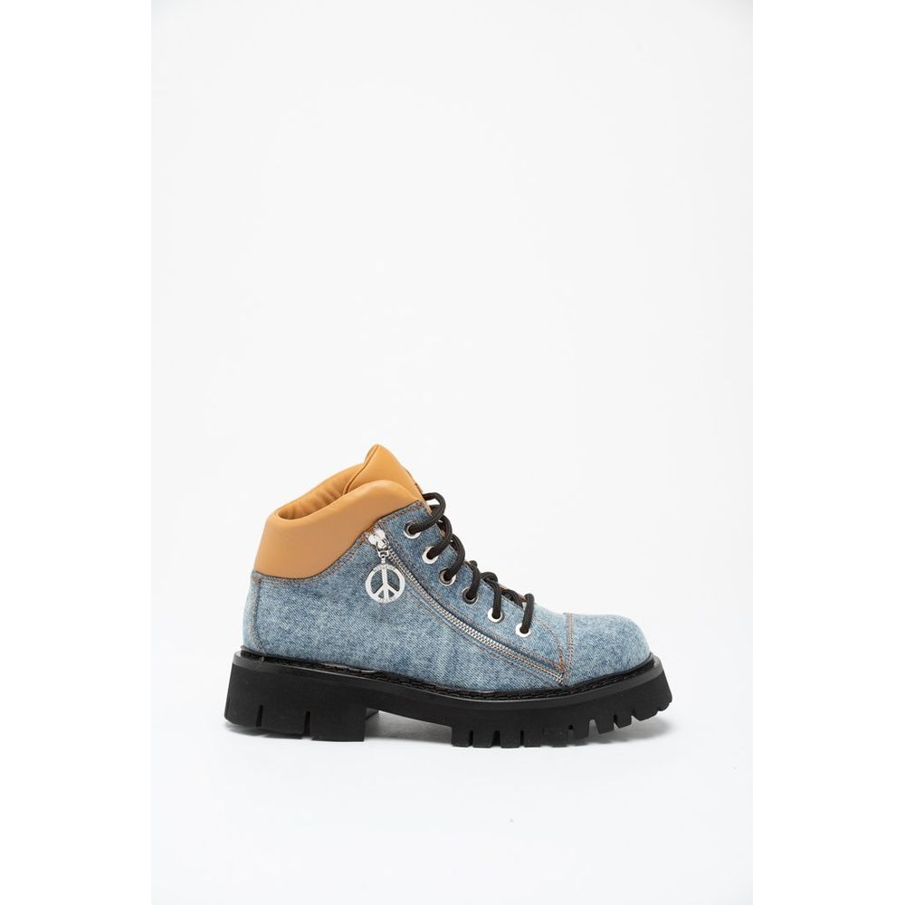 Moschino Multicolor Cotton Lace-Up Boots