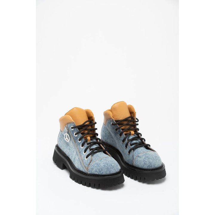 Moschino Multicolor Cotton Lace-Up Boots