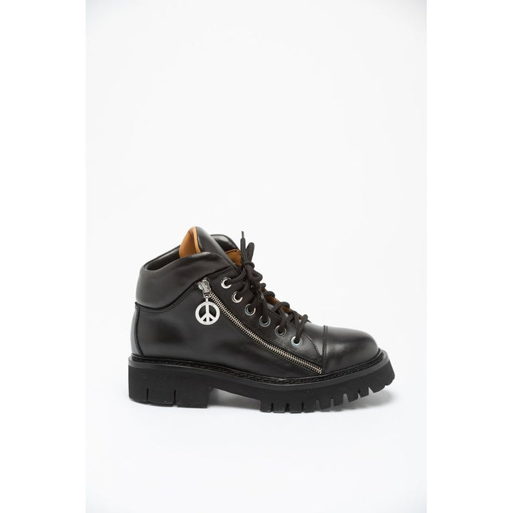 Moschino Black Calfskin Lace-Up Boots