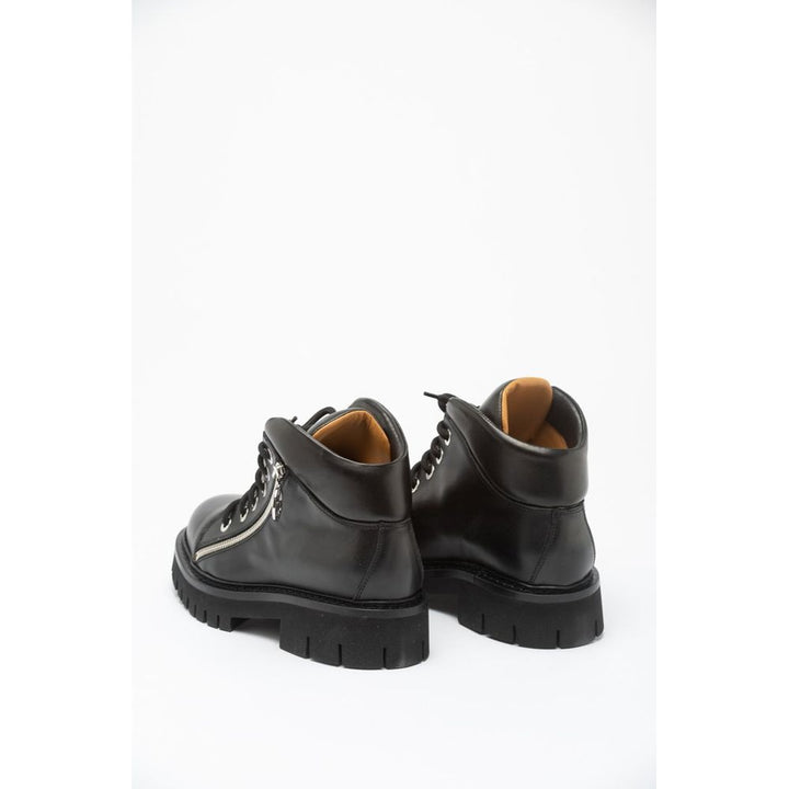 Moschino Black Calfskin Lace-Up Boots