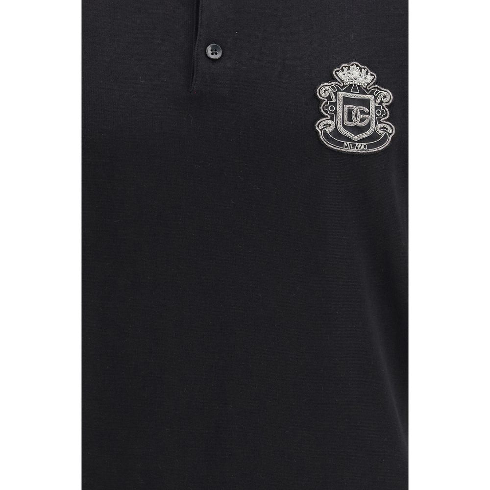 Dolce & Gabbana Black Cotton Polo Shirt