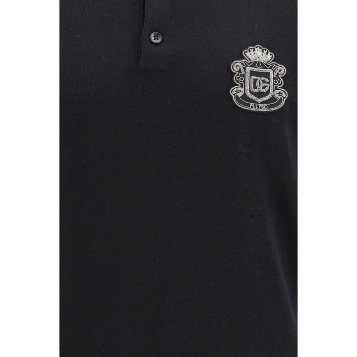 Dolce & Gabbana Black Cotton Polo Shirt
