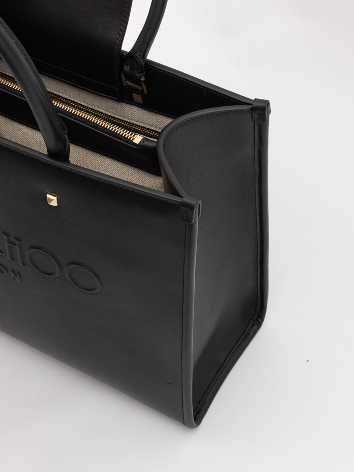 Jimmy Choo Black Avenue S Tote Leather Handbag