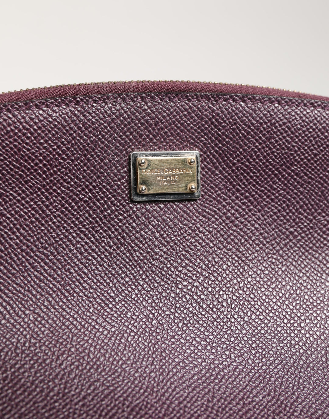 Dolce & Gabbana Dark Purple Leather DG Logo Zip Around Hand Purse Wallet