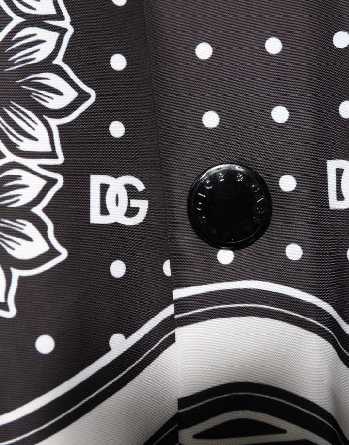 Dolce & Gabbana Black White BandanaPrint Men Bomber  Jacket