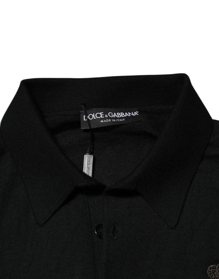 Dolce & Gabbana Black Crest Long Sleeve Men Pullover Sweater
