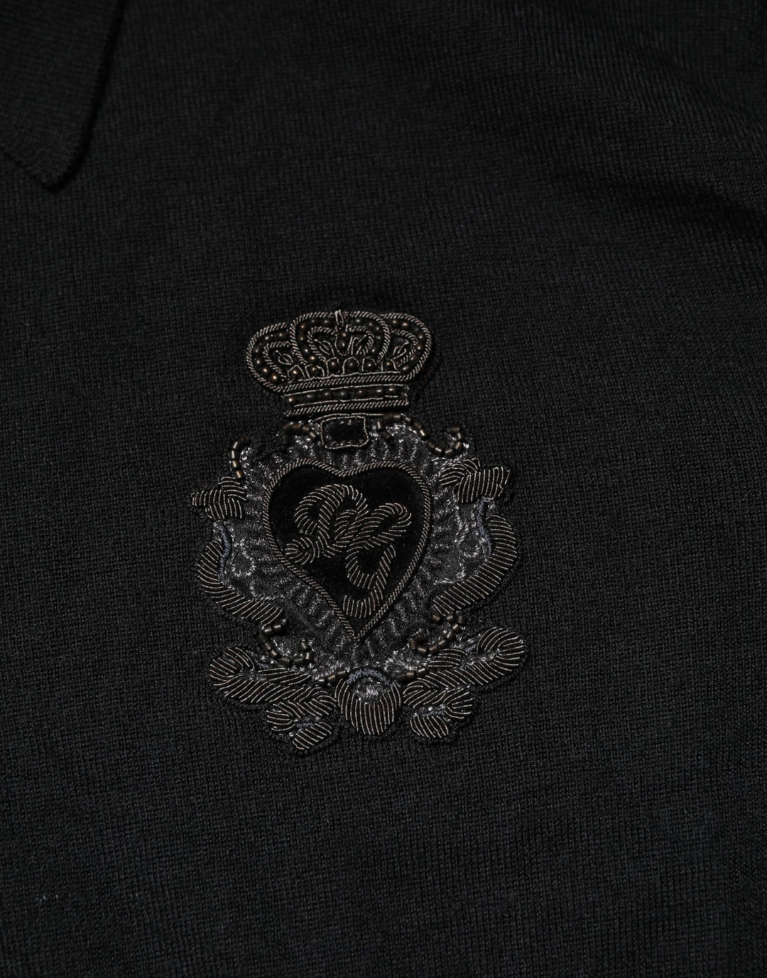 Dolce & Gabbana Black Crest Long Sleeve Men Pullover Sweater