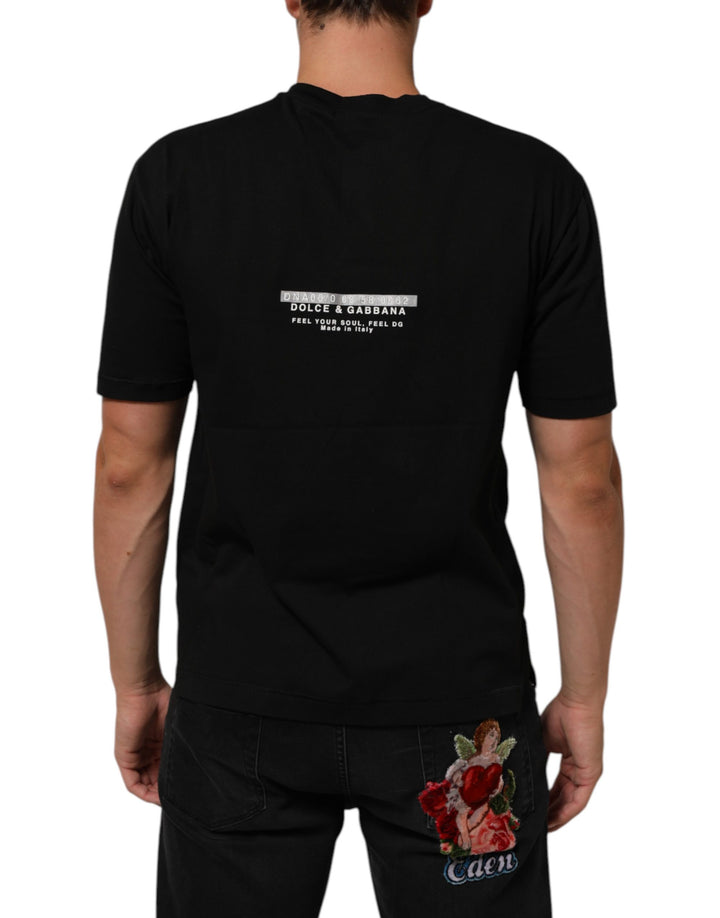 Dolce & Gabbana Black Statement Cotton Crew Neck Men T-shirt