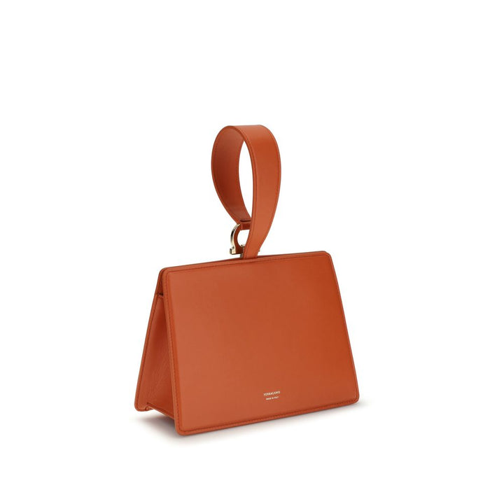 Ferragamo Orange Calf Leather Bos Taurus Clutch Bag