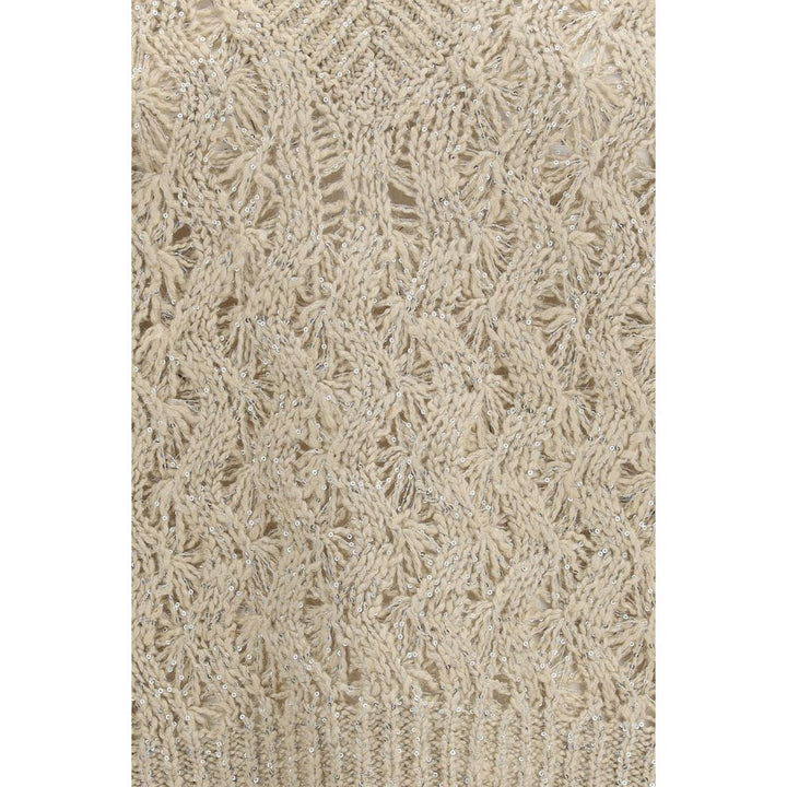 Brunello Cucinelli Beige Silk Sleeveles Sweater