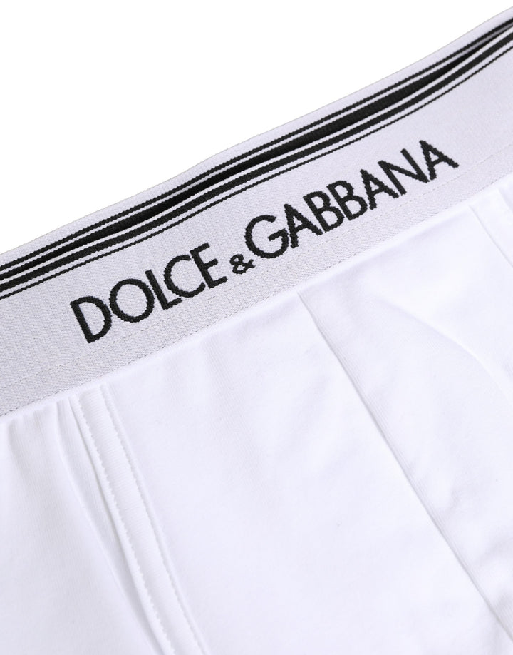 Dolce & Gabbana White Logo Waistband Cotton Boxer Underwear