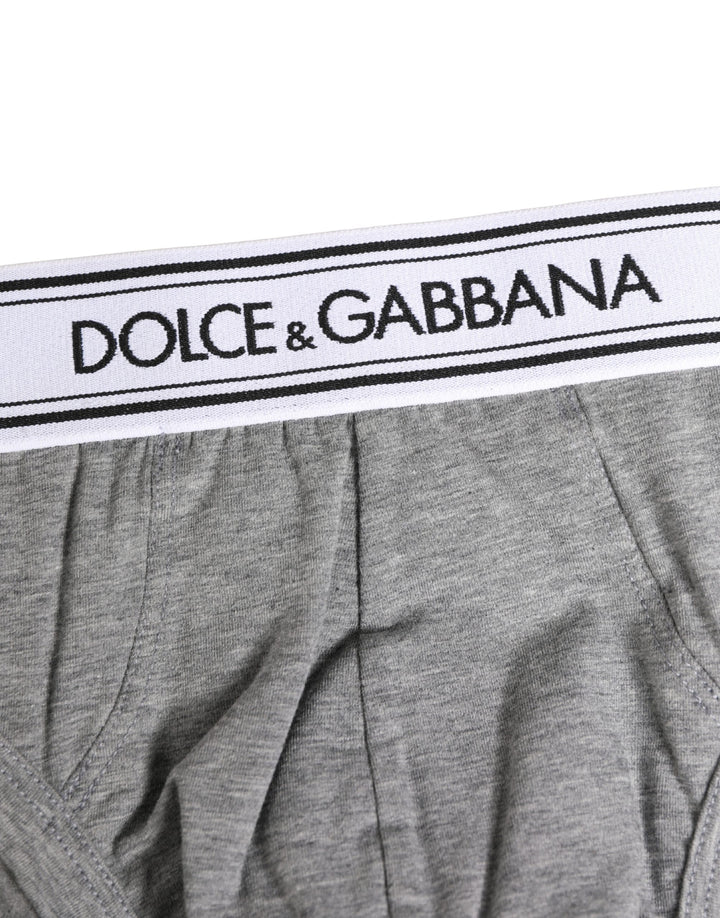 Dolce & Gabbana Gray Logo Waistband Men Midi Brief Underwear