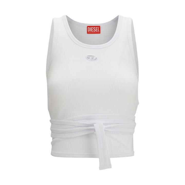 Diesel White Cotton Sleeveles T-Shirt