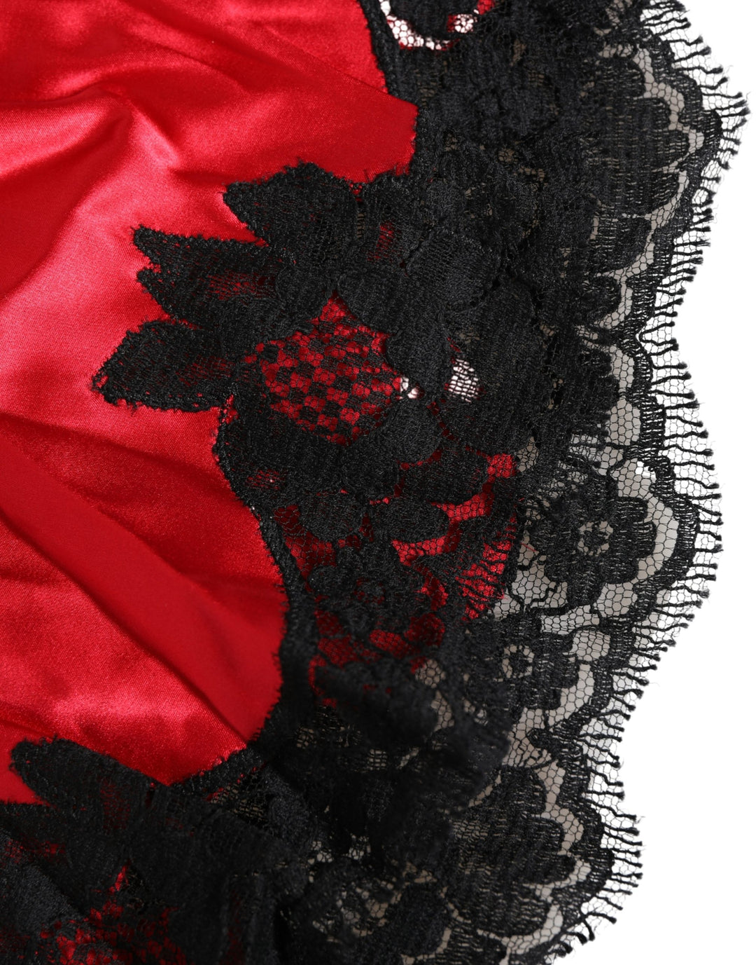 Dolce & Gabbana Red Silk Satin Lace Trim Pajama Shorts Sleepwear