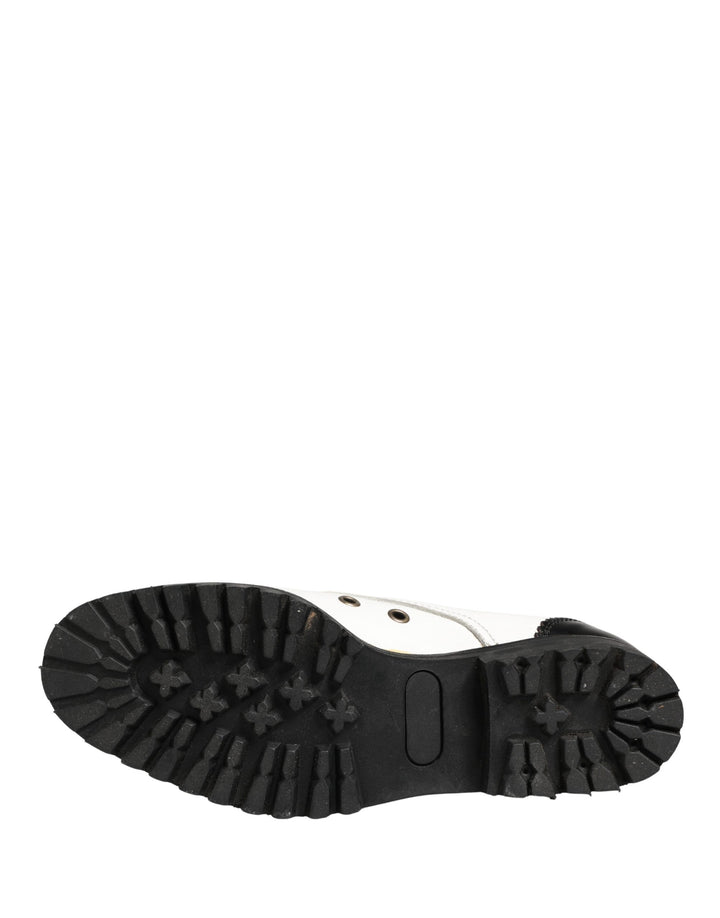 Cesare Paciotti Black White Leather Derby Shoes
