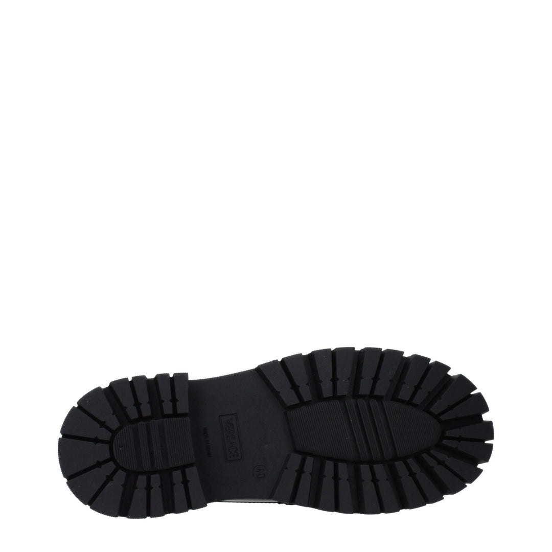 Versace Black Leather Platform Loafers
