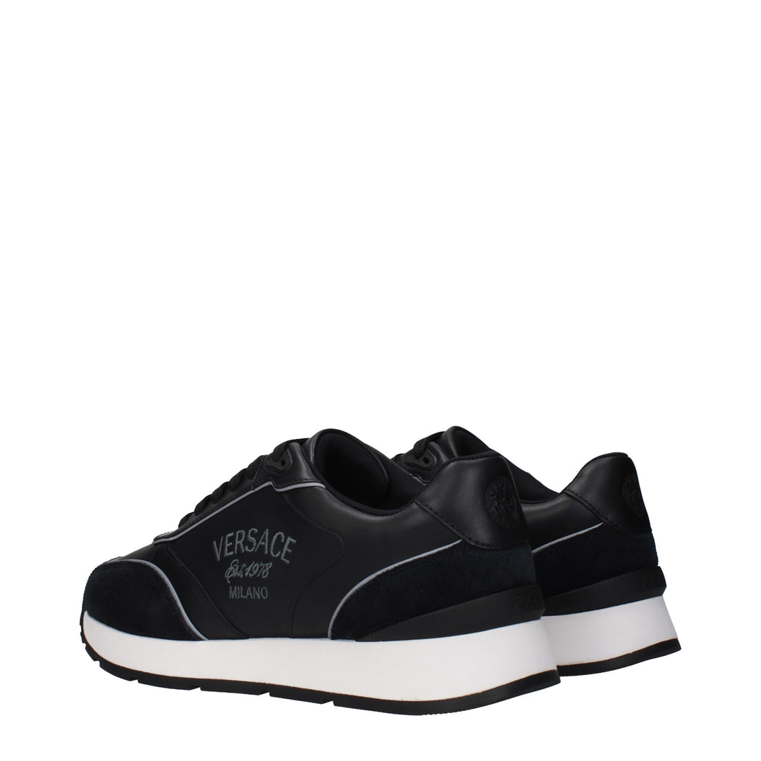 Versace Black Leather Low Top Sneakers