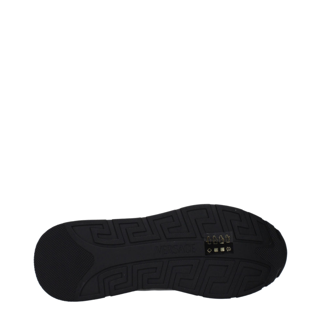 Versace Black Leather Low Top Sneakers