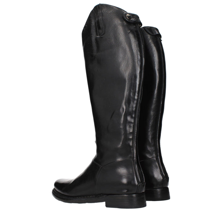 Eleventy Black Leather Over The Knee