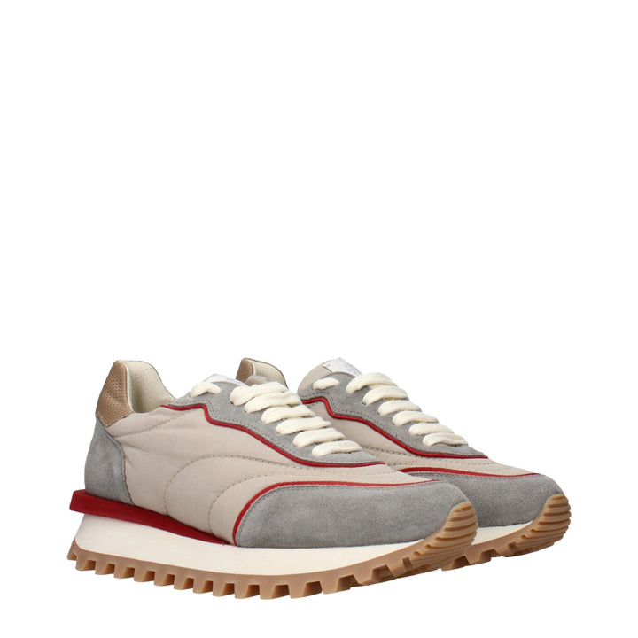 Eleventy Beige Fabric Low Top Sneakers