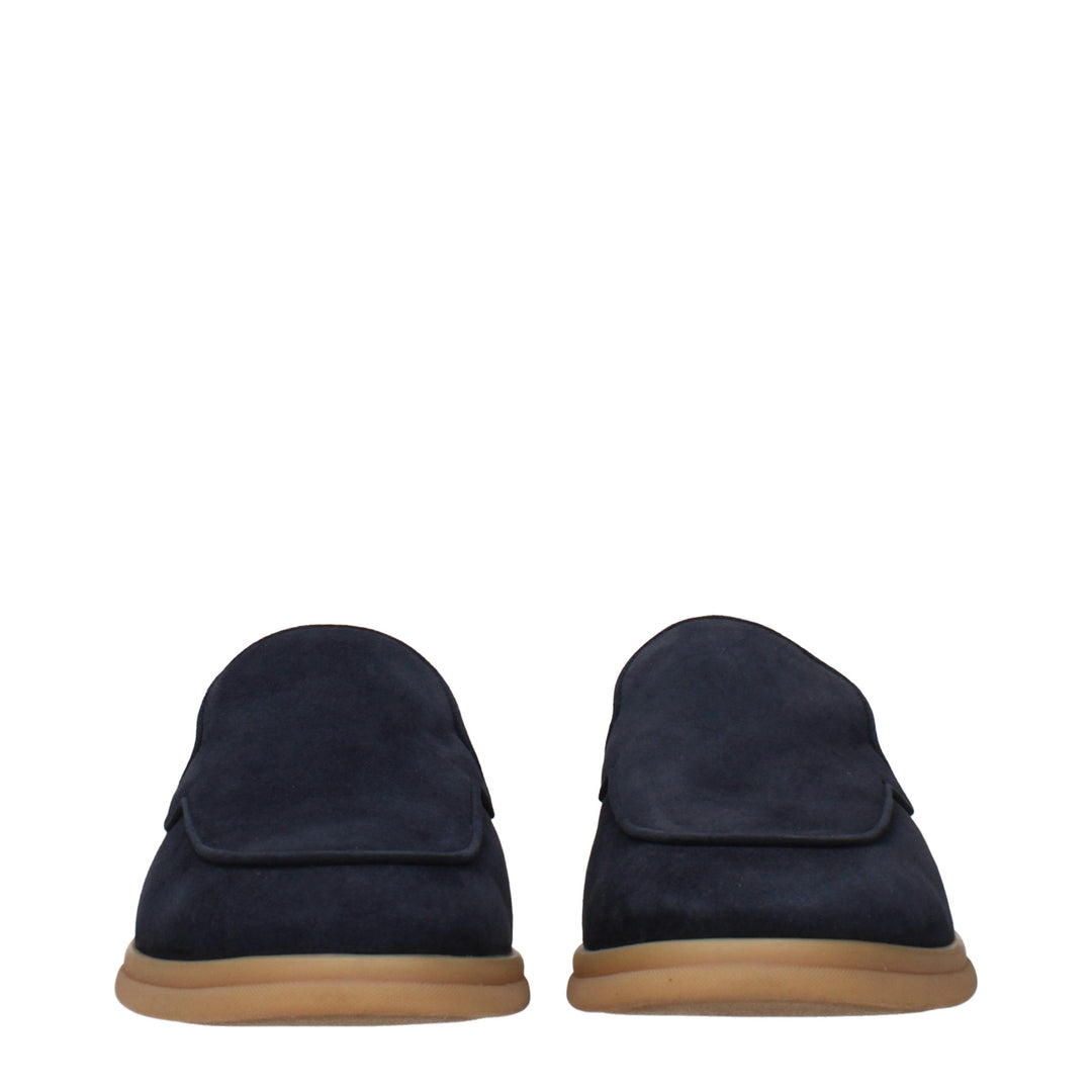 Eleventy Blue Leather Slip-On Loafers
