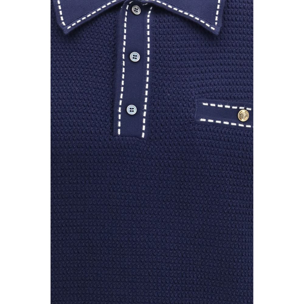 Versace Blue Cotton Polo Shirt