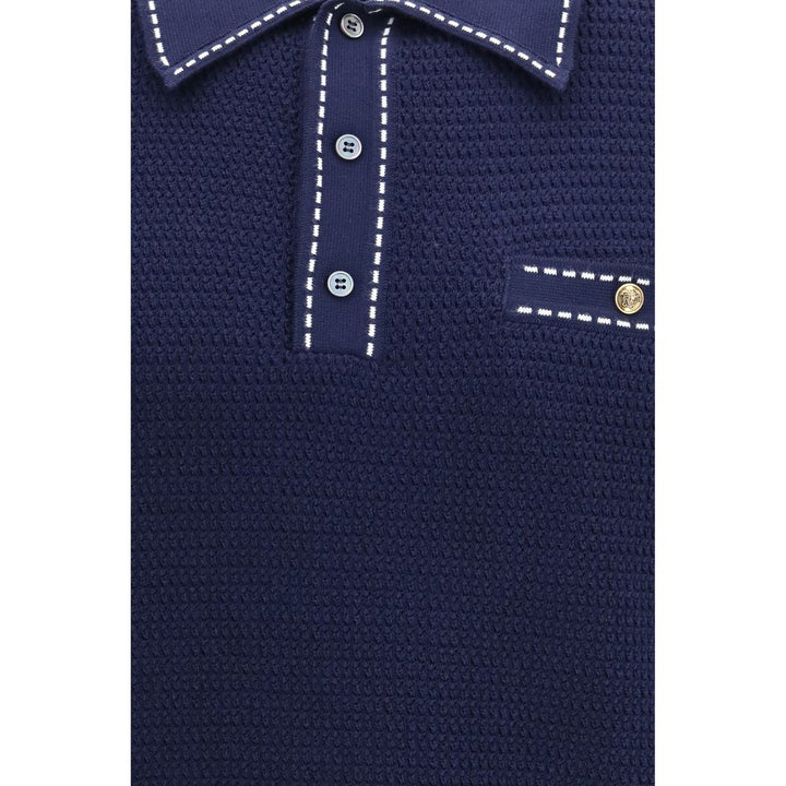 Versace Blue Cotton Polo Shirt