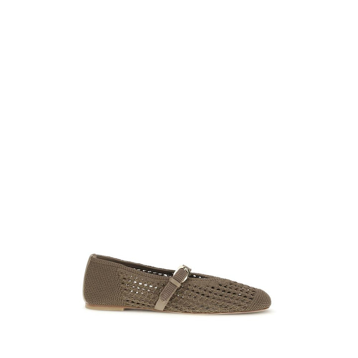 Stuart Weitzman Beige Fabric Ballet Flats