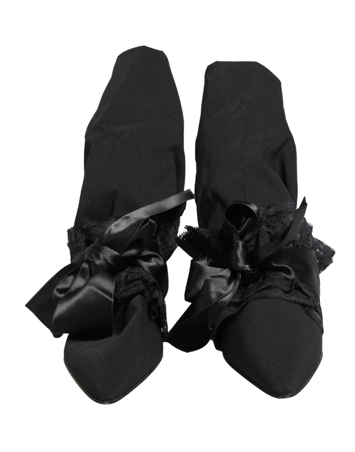 Dolce & Gabbana Black Suede Mid Calf Boots Shoes