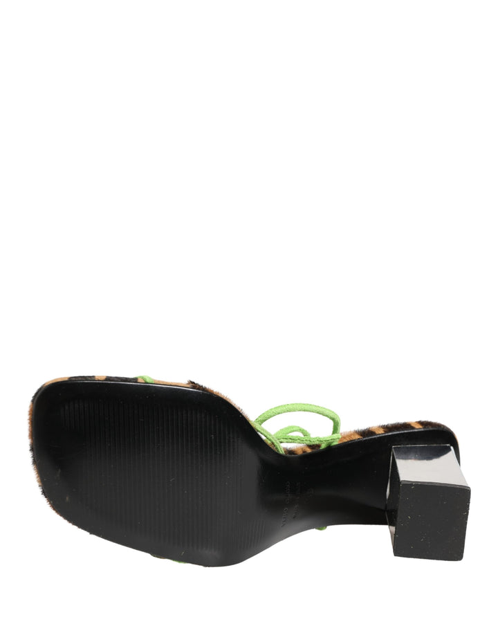 Dolce & Gabbana Multicolor Leather Block Heels Sandals Shoes
